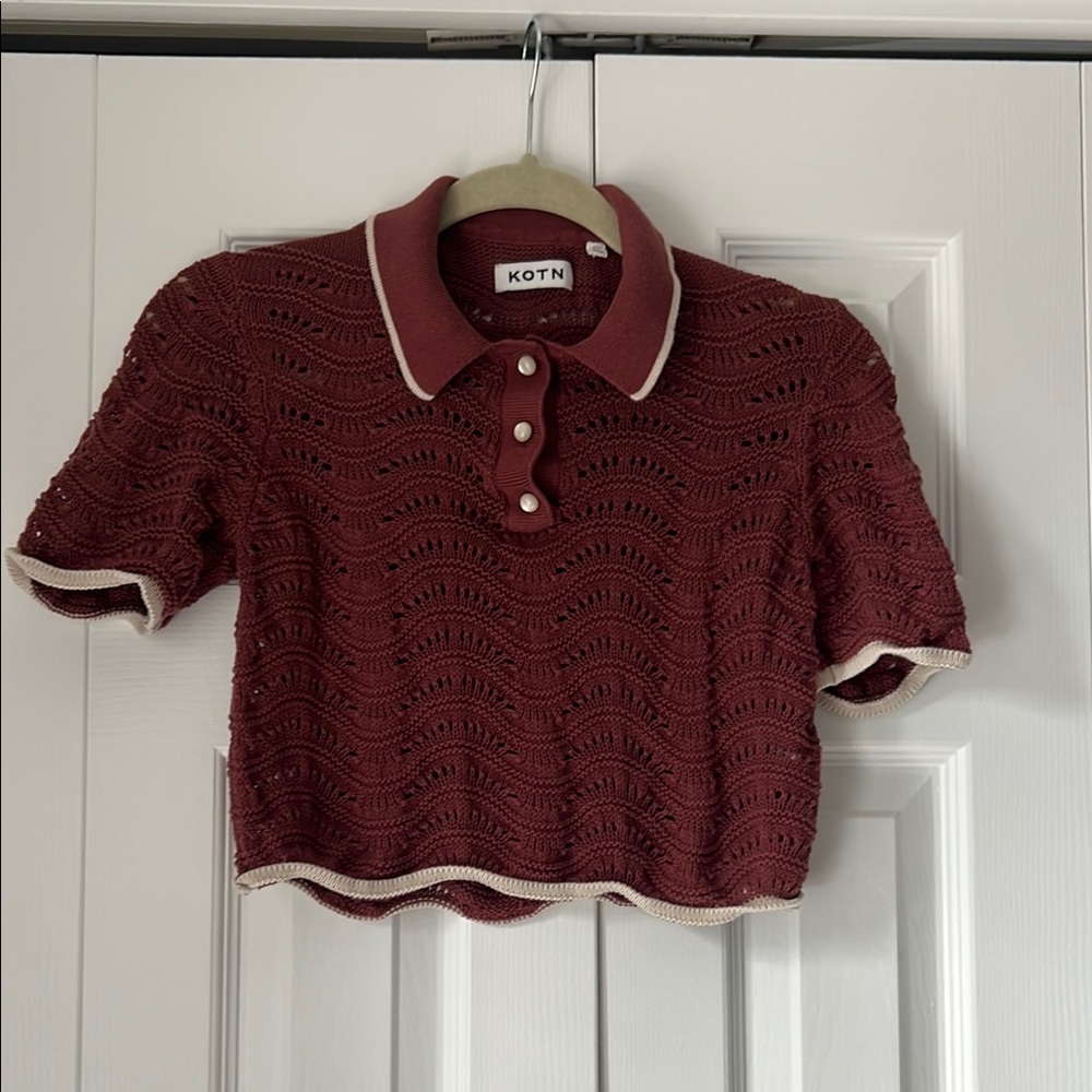 KOTN Burgundy Maroon Crochet Crop Top